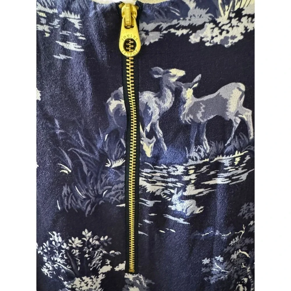 Joules Dress Size‎ 6 Deer Rabbit Print Chiffon Woodland Forest Fully Lined Shift - Picture 4 of 9